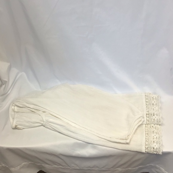 Billabong boho white cotton blouse peasant blouse with long sleeves crochet trim - Picture 13 of 16